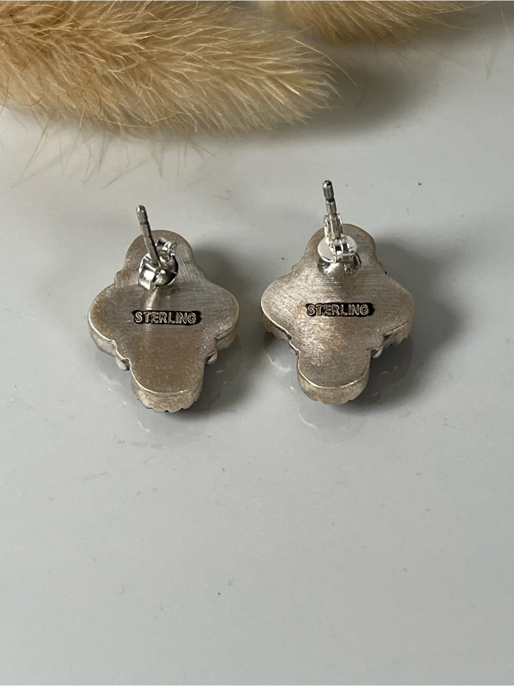 Solid Sterling Silver Purple Spiny Oyster Gemstone Post Back Earrings